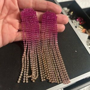 Elegant Pink and Gold Dangle Earrings